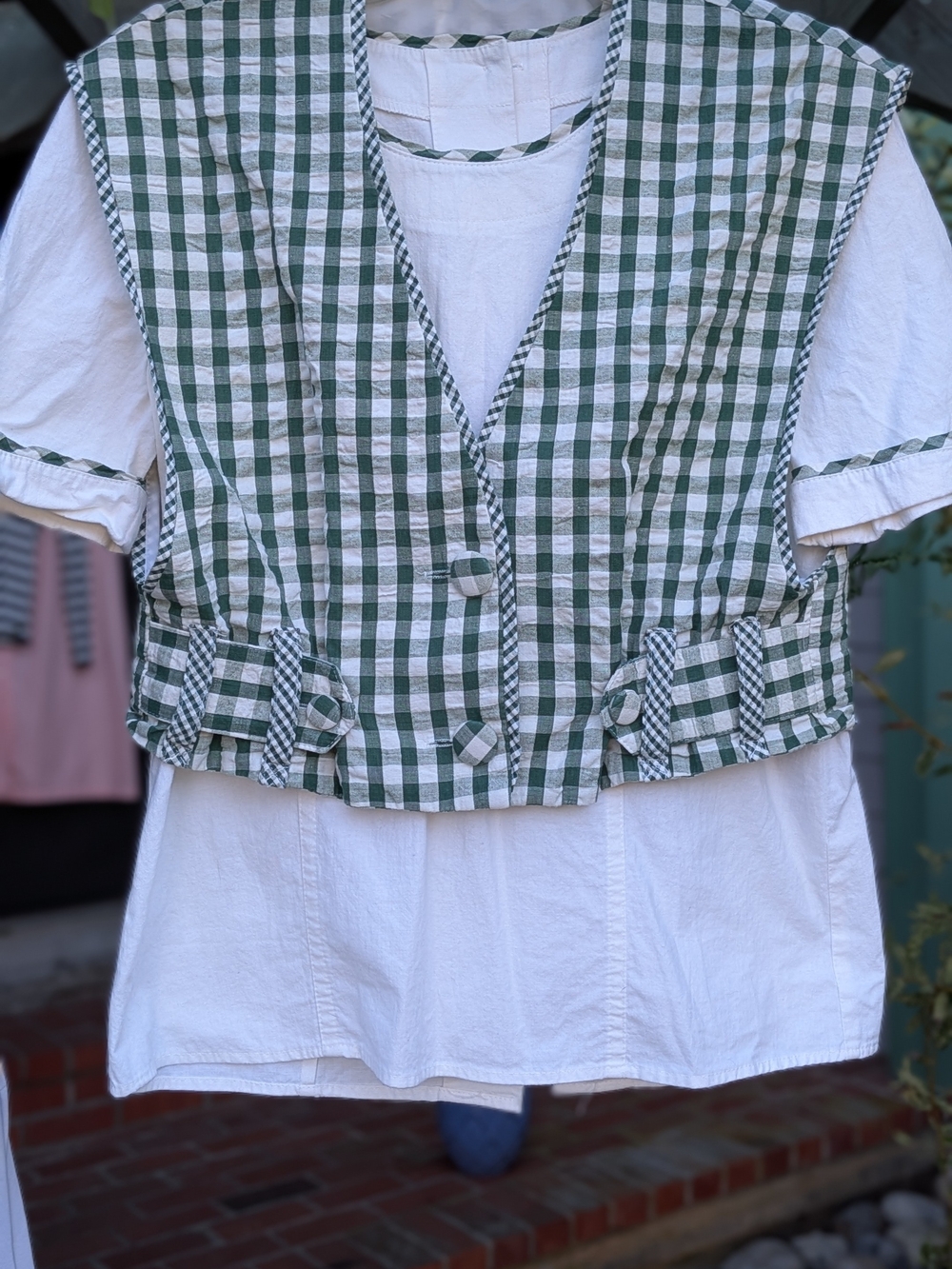 Vintage Howard Wolf 2-Piece Set: Gingham Cropped Vest & Button-Back